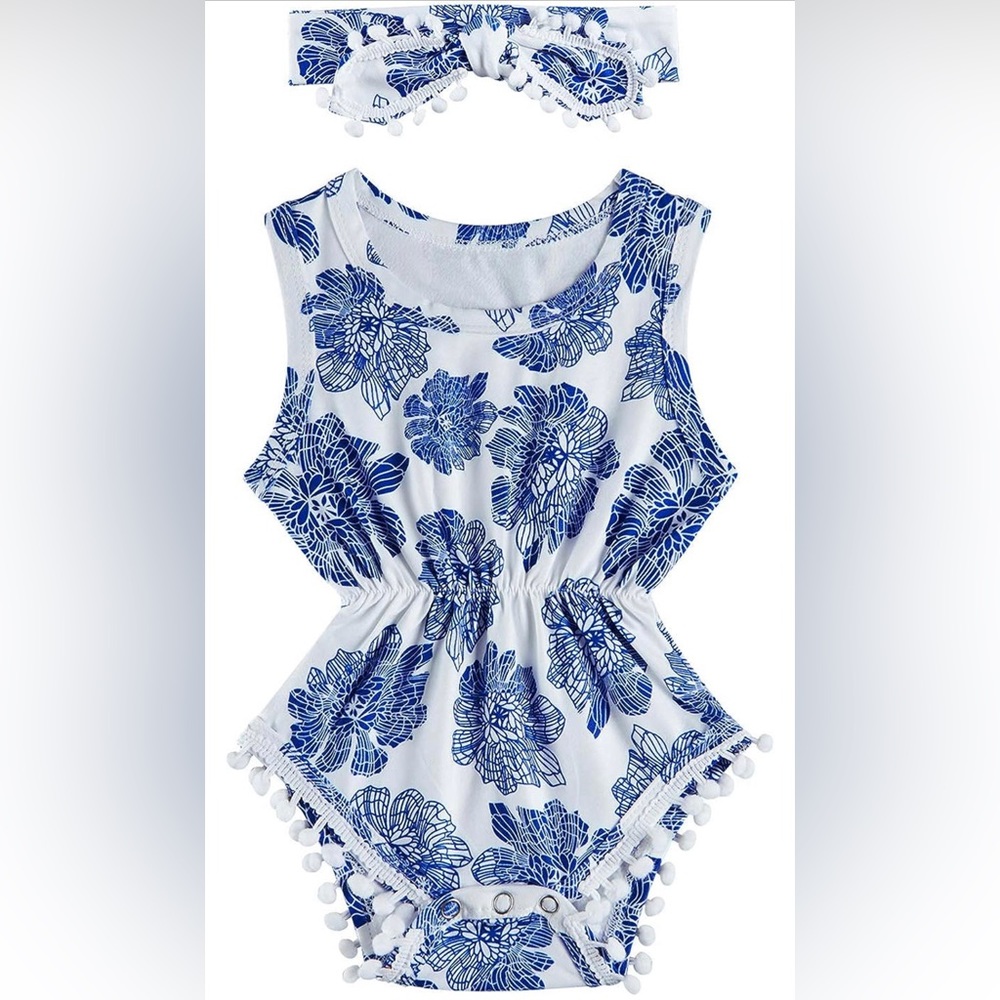 Blue and white baby outfit